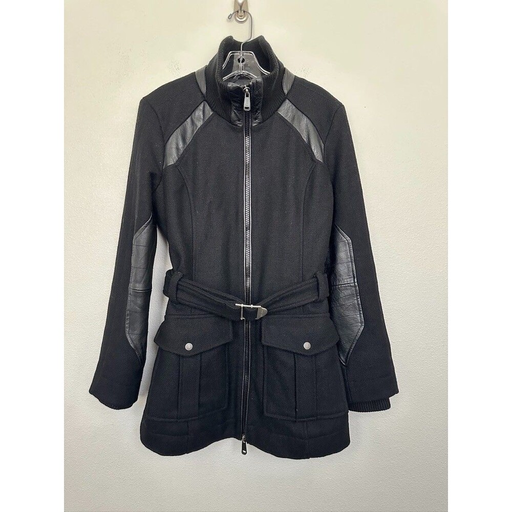 Diesel Dupont Teflon Blazer Jacket Wool Full Zip Leather Black Women's Medium